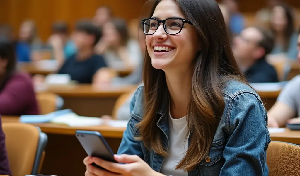 Student using Hedy during lecture